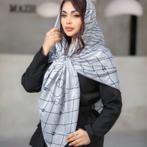 روسری ابریشم توییل دور دست‌دوز کد ۲۲۶