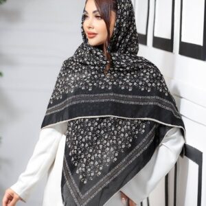 روسری نخی مشکی دور دست‌دوز کد ۲۲۷