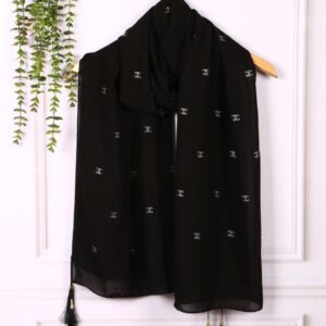 شال حریر مجلسی طرح Chanel کد 203