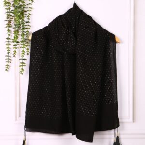 شال حریر مجلسی طرح نگین ریز کد 201